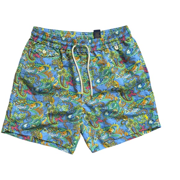 Polo Ralph Lauren Swim Shorts Trunks Men's size Medium Blue Paisley Clean Lined - Picture 1 of 5